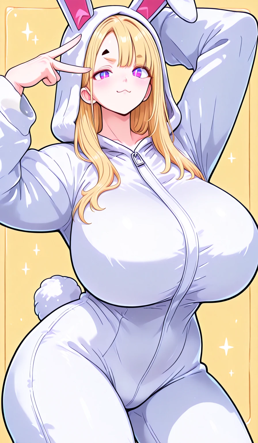 2+blonde, beautiful, sexy, bunny costume transparant, voluptuous, big tits, giant tits, saggy tits, prominent nipples, naked, soft pussy, bathroom background