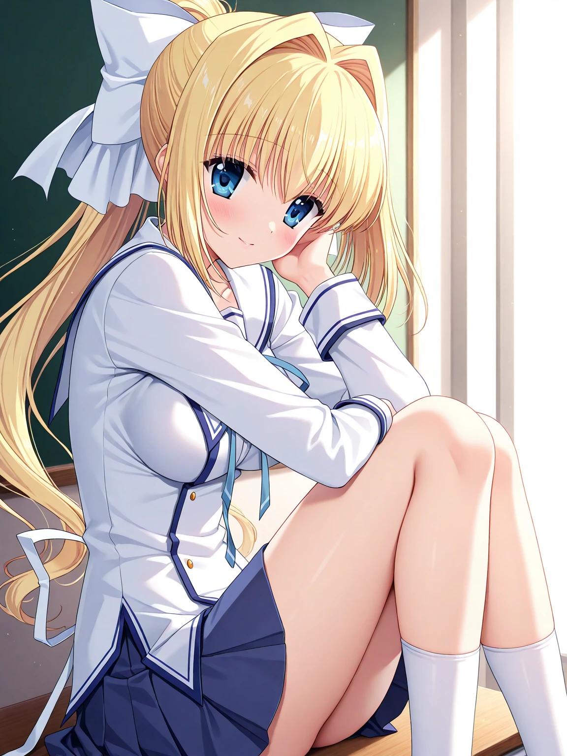 Beautiful long blonde hair　Spread your legsしゃがむ　Spread your legs　Outdoor　mini skirt　Shyness　　blue eyes　　Watery eye　Pee　Garden at Night　　Tears overflow from my eyes　Big Breasts　Girl in sailor suit　Pleated skirt　mini skirt　No pants