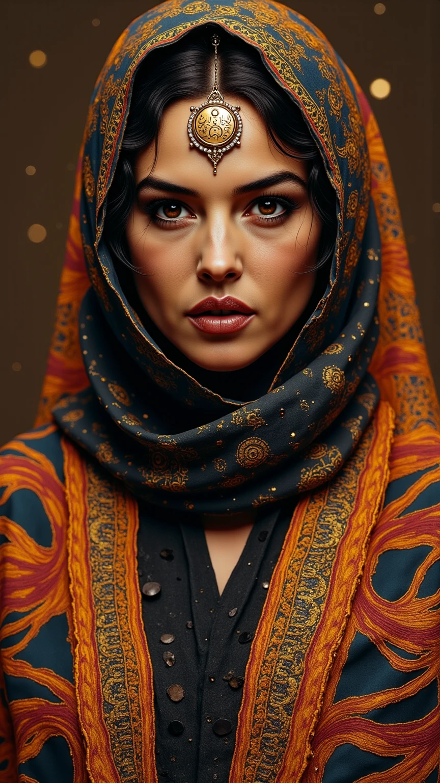 Assunto: "Complexities Hidden Beneath the Veil" Estilo: fotorrealismo, 8k, DOF Description: Visualize deusa durga, reveal intricate patterns of trypophobia that are only noticeable upon closer inspection. Strike a balance between beauty and unsettling complexity.
