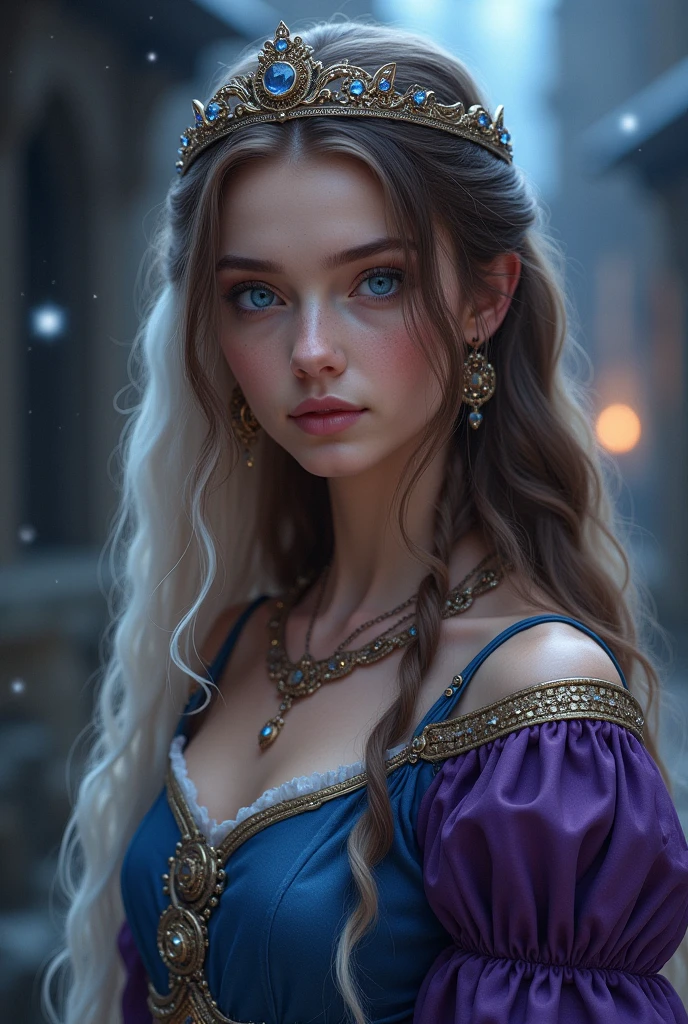 A woman, sensual, she is an adult, she has elf ears, golden brown hair tied in a tight and neat bun, (((a woman with brown hair in a bun 1.7)))(((very beautiful))), perfect faces, she is inside an empty room of a castle at night with the moonlight on her body, dark and cold palette, black dress tight to the body and high collar, grayish blue eyes, 8K, freckles on her face, beautiful breasts, , extremely detailed, (high quality, realistic, photorealistic: 1.37), ideal proportions and defined skin, meticulously crafted features, inaccessible beauty, perfection, artistic art, vivid realism, hyper-detailed sculpting, realistic forms, truly inspiring, impeccable craftsmanship, pure brilliance, ethereal beauty, delicate contours, striking poses, sublime beauty, subtle nuances, dynamic compositions, vibrant colors, perfect lighting, moving expressions, heavenly aura, majestic presence, dreamlike atmosphere, unmatched detailed high octane rendering trending on artstation, 8k art photography, photorealistic concept art, cinematic volumetric soft natural light, chiaroscuro, award winning photography, fine art, oil on canvas, beautiful, detailed, intricate, insane