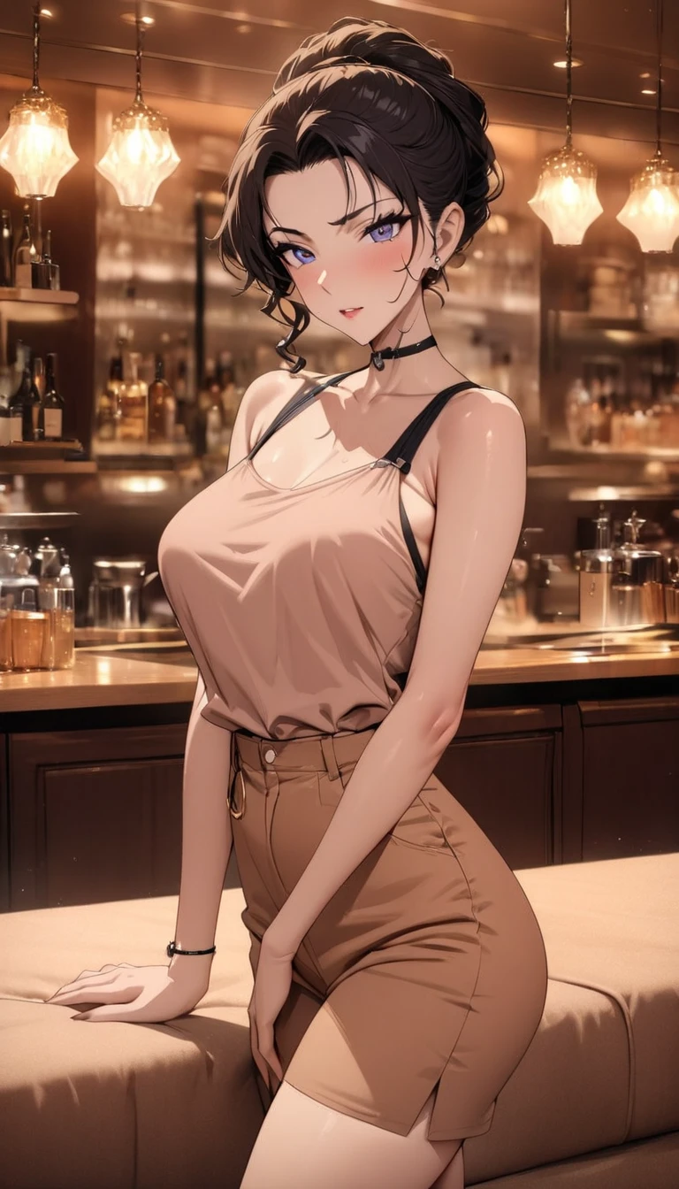 (small breasts:1.3), (perky chest:1.1), (pointed chest:1.0), (fashion magazine cover:1.3),(from below:1.0),(from side:0.9),masterpiece, 1girl, Amazing Cleavage:1.1, thin waist, big ass, Raised sexy, small breast: 1.3, posed cleavage:1.2、solo, looking at viewer, open mouth, have a cute grass of cute beergrass,black hair, dark green eyes, dress, bare shoulders, jewelry, collarbone, sidelocks, hairband, earrings, indoors, off shoulder, :o, sweater, arms behind back, plant, short hair with long locks, gild hairband, off-shoulder dress, sweater dress, off-shoulder sweater, red sweater, dark gord hair, big side hair, very long side hair,is rendered in (masterpiece: 1.2, best quality), with (ultra high resolution) and an exquisite (depth of field). This masterpiece is not only visually stunning but also tells,A scene of cooking in the kitchen by classroom