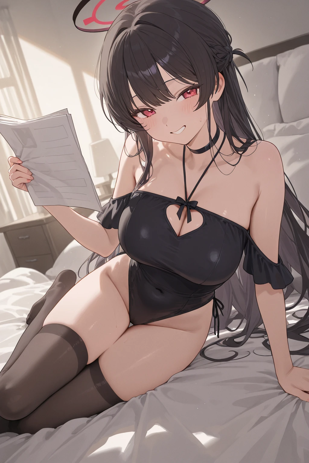 Dark brown eyed girl with long curly brown hair, with black glasses, black lingerie and 2 silver necklaces sucking dick
