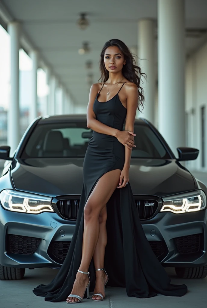 Semerkand modeller girl, black shorts clothing, AUDI AND BMW between
