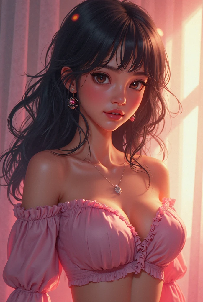 asian woman, Purple dress, Bold, big breasts, anime face