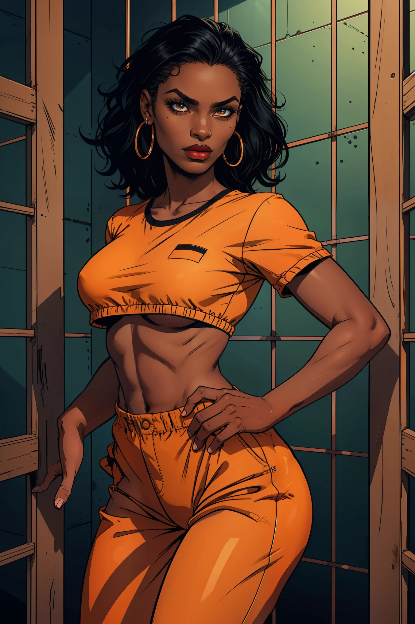 (masterpiece), best quality, expressive eyes, perfect face, (masterpiece), best quality, expressive eyes, perfect face. (absurdres, highres, ultra detailed), 1 girl black skin, plump lips, black skin, cute and delicate. extremely long black hair  hair, freckles on her face, her breasts are small, completely innocent face, she is wearing cosmic clothes,   yellow eyes. BLACK SKIN, WOMAN BLACK SKIN, ONLY BLACK SKIN allowed, DARK_SKIN,  high quality, 8k, 4k, FULL BODY. 