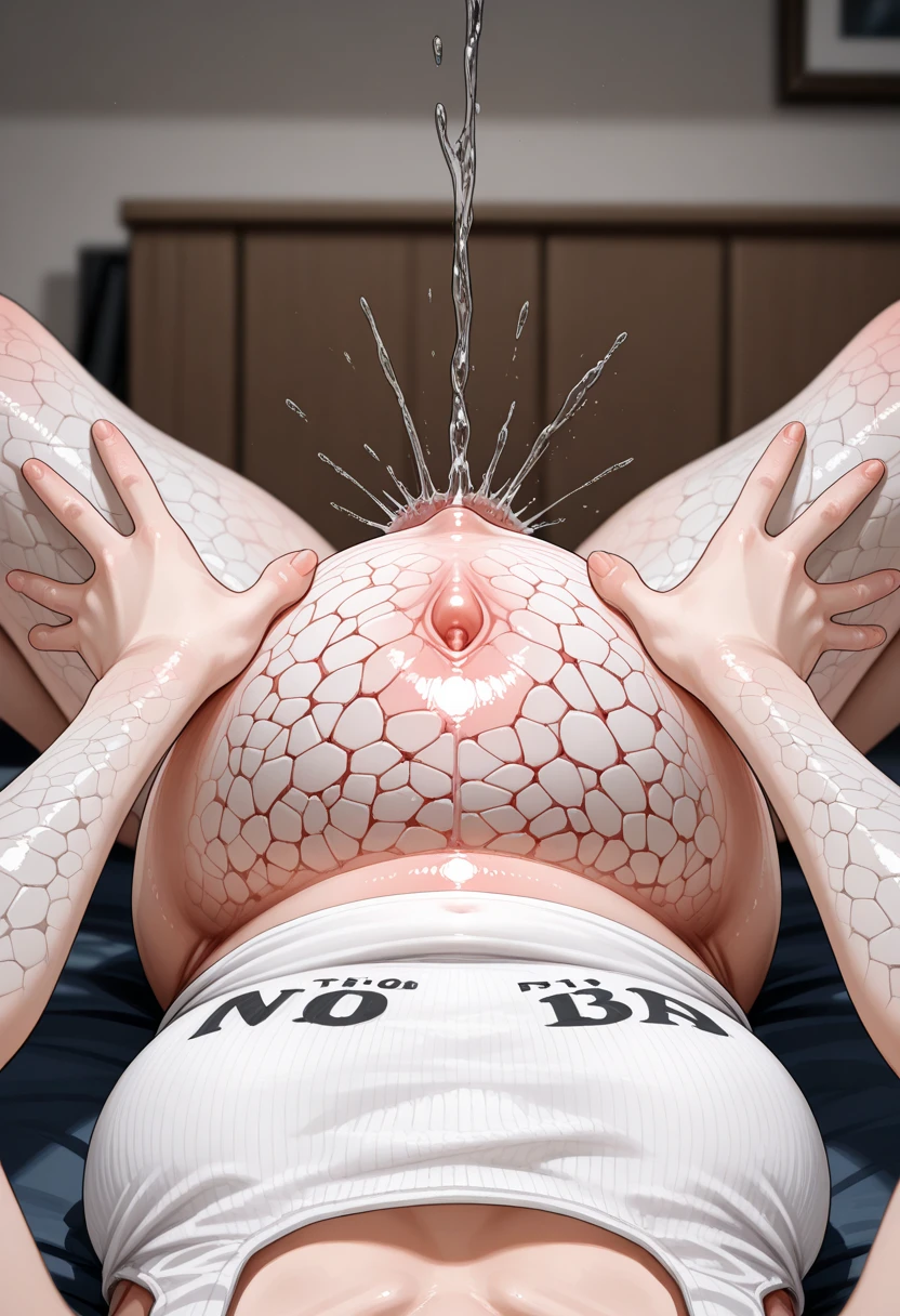 (From behind on all fours)、Completely naked、big breasts、(Semen from the vagina)