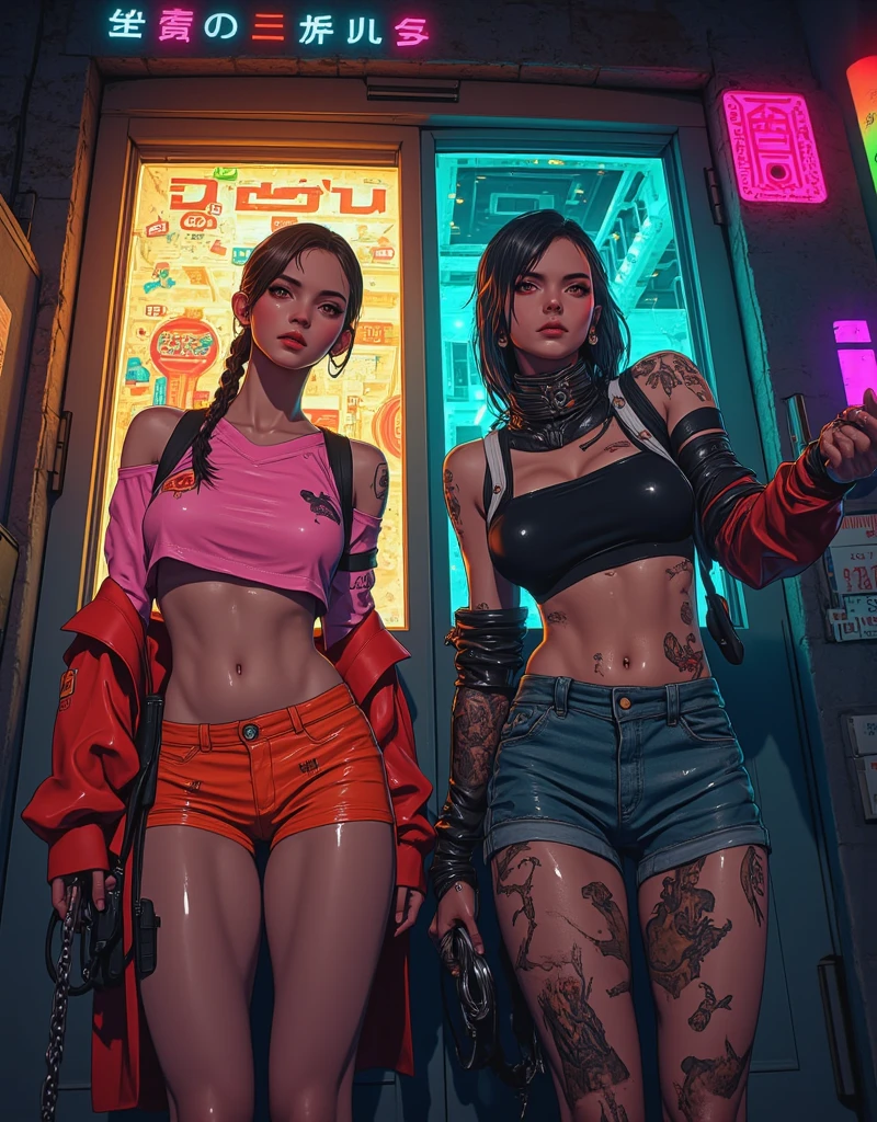 20 year old woman, (More realistic skin texture:1.2), natural skin textur, tanned skin, ponytail hairstyle
(frightened:1.2), kat sweets poses, leaning, sexy photo, Cloth & Dress, (Tattoo), nvinkpunk Detailed cyberpunk city, sunset
lightroom