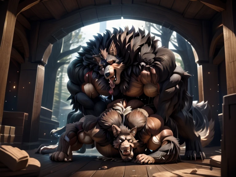 anthropomorphic Tauren, Fluffy, high resolution, realistic, Soft, 4K, upscales, high detail, Delicate fur, ((The tail in the right place)), tavern glory hole, shaggy, green eyes, bovine face, bovine snout, bovine tail, realistic fur, ((peeking at viewer)), huge fluffy ears, 1 tail, hyper nipples, hyper breasts, saggy breasts, hyper areola, black fur, black body, hyper canine pussy, presenting canine pussy, dripping pussy, tight canine pussy, puffy canine pussy, lifted arched cow tail, ass sticking out, long nipples, two arms, two hands, perfect pupils, 2 cloven hooves, sucking dick, riding dick, hair bun, squatting, looking back at viewer, worms-eye view