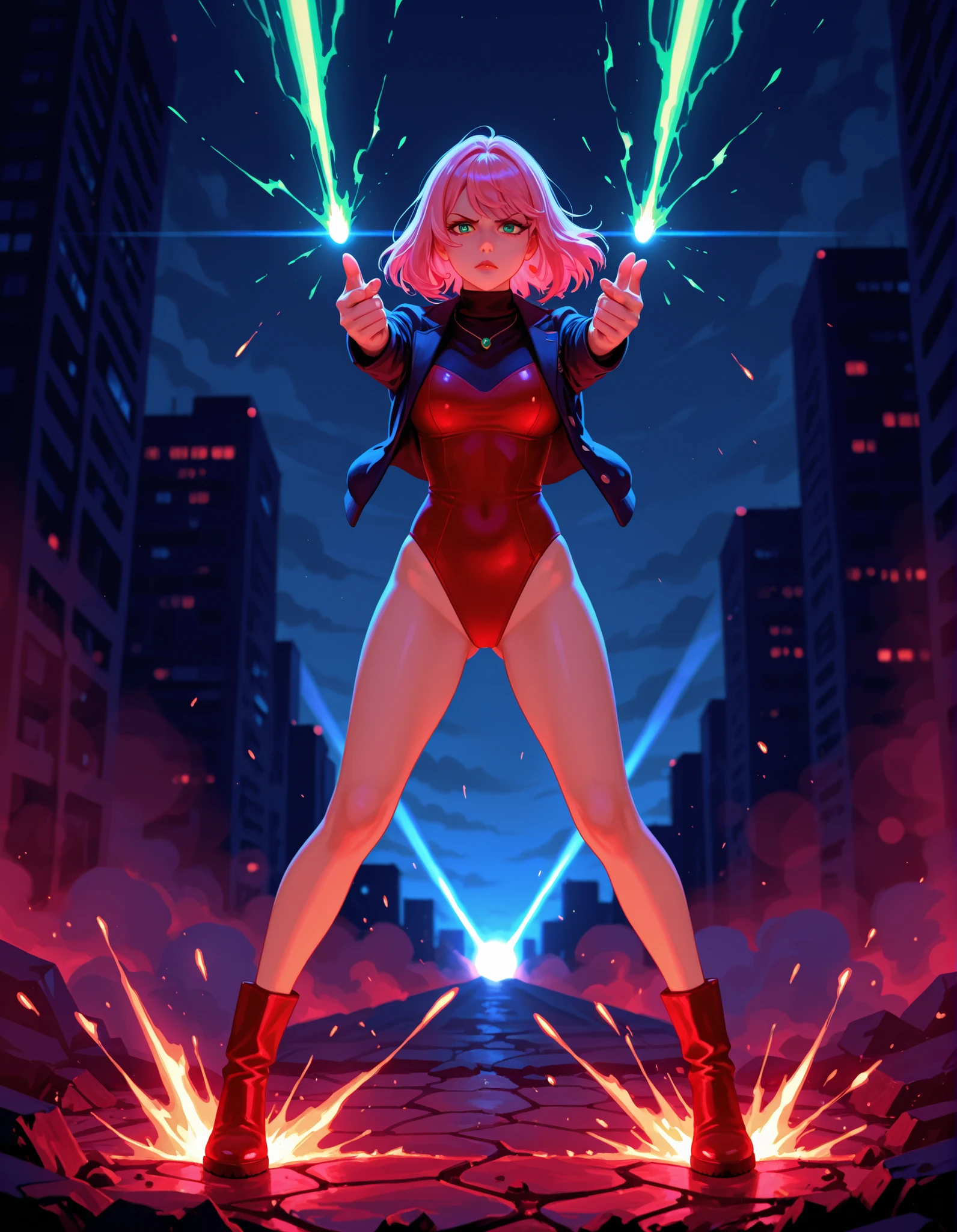 a digital painting of supergirl merging with venom, long hair, cyberpunk art by Josan Gonzalez, winner of the behance contest, afrofuturism, synthwave, neon, shiny neon, thick thighs, thin waist, sensual, nsfw, little clothing, erotic art, anime, torn battle clothes, extremely sexualized, sweaty body, NSFW, big breasts, big ass, HD, 8k, High quality, details, perfect body,  Highlight the body, detail on the perfect face, detail in the background, emitting blue rays of power through the eyes, flaming rays in the eyes