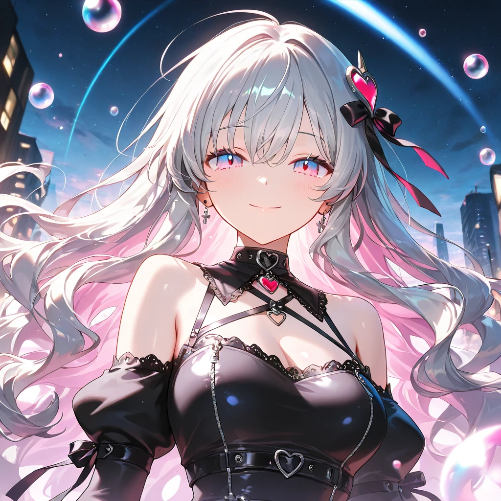 Masterpiece, high quality, high quality illustration, vast expanse of medieval cityscape, one girl, solo, (((( dress, V-neck, fluorescent luminescent lamé and see-through material produced, )))) long sleeves, long dress, delicate and super detailed embroidery, ((cute, super cute, incredibly ridiculous cuteness)) looking at you, ((blush)), raw girl ((from above)), shy pose,