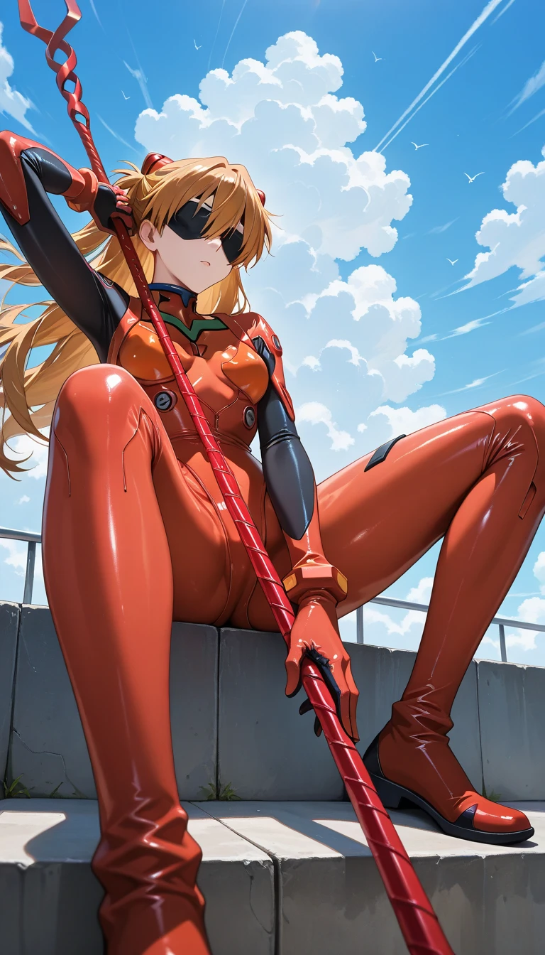 A huge stripper in leather knee-high boots and a leather bikini destroys the town,Thighs wet with sweat,Battle-stained body,High kick series,Destroyed city buildings,Building blown away by thighs,It's digging into my genitals but I don't mind