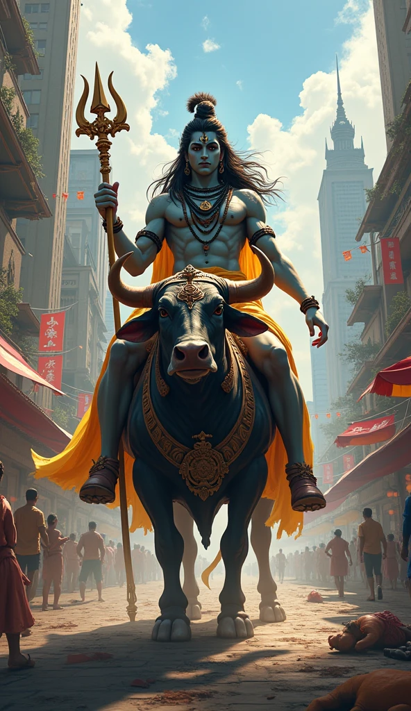 God shiv and his nandi big image man worship him