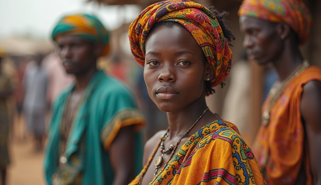 a congolese woman, necklace, crowded papers room, closeup, epic realistic, faded, neutral colors
