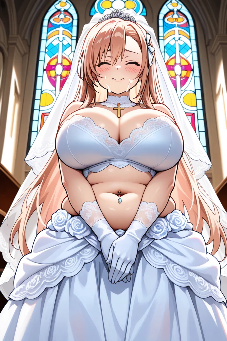 ((Highest quality)), ((masterpiece)), (detailed), （Perfect Face）、The woman is a tiare with green eyes, blonde medium-long hair, and an engagement ring. She takes off her underwear, straddles the man on the bed, inserts his penis into her pussy, and makes him ejaculate. The couple has sex while still in their wedding dress.、The woman is wearing a gorgeous, dazzlingly jeweled wedding dress, a wedding veil, a gorgeously jeweled wedding headdress chain, gorgeous jeweled earrings, and other gorgeous, glittering accessories, and is in her marital bedroom with a dignified, bearded, elderly man.、The man is a naked, dignified, bearded old man, very wealthy and wearing an engagement ring.