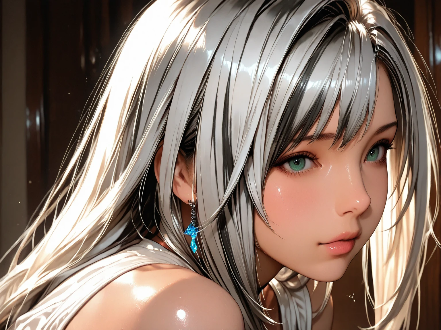 (masterpiece), best quality, expressive eyes, perfect face, silver hair, {{{ass}}}, dick penetrating the pussy, cum on butts, High details, 8K,