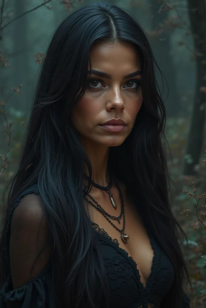 ultra beautiful young girl - vampire sitting on the ground, dark long hair, next to a big black wolf with long fangs, transparent invisible thin, ultra short peignoir, the body is completely visible, long slender legs, Lush bust, ultra deep neckline, Edge of the forest,full moon, soft light, a mystic,professional photo for Maxim magazine,ink drawing,surrealism, beautiful, A high resolution, close-up, High detail,8k