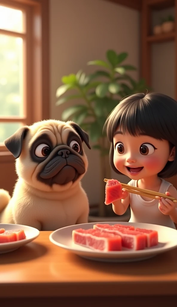 cartoon boy eating watermelon with dog sitting on porch, by Yang J, adorable digital painting, artwork in the style of guweiz, cute detailed artwork, cute detailed digital art, guweiz, loish and goro fujita, cute art style, material is!!! watermelon!!!, by Li Song, kawacy, by Victor Wang, by Jang Seung-eop
