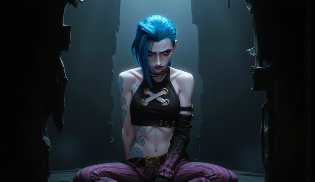 Best quality, Masterpiece,jinx, sexuale, Chambre noire, chains,