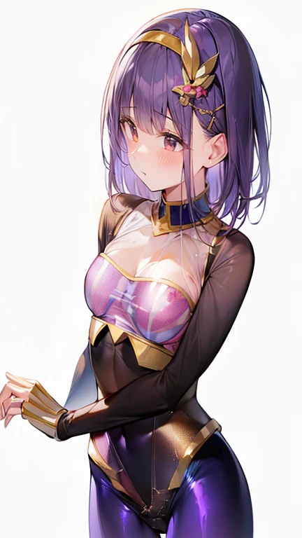 (Best quality, 8K, Masterpiece:1.3, 1 girl, solo, Beautiful girl), cute, Dynamism, Detailed face, Detailed skin, detailed clothes, Detailed eyes, Detailed lips, Detailed tongue, Detailed fingers, Detailed mouth, Photorealistic, Raw photo, highres, hight resolution, Natural lighting, dynamic pose, perfect anatomy, toned legs, double eyelids, tear bags, round eyes, moist lips, sweaty, ecstatic face, ((purple liquid over the naked body:1.5)), Colorful hair, Colorful body, Colorful paint background, Smile, watercolor, absurdity, open legs, gradient liquid, silver liquid, golden liquid, blue liquid, red liquid, yellow liquid, purple liquid, green liquid, orange liquid, pink liquid, body-painting art, sfw, ahegao:1.2, half closed eyes, (breasts curtain), upper body, hair bun, grabbing crotch herself, grabbing breasts herself, blush, tongue out, wet tongue