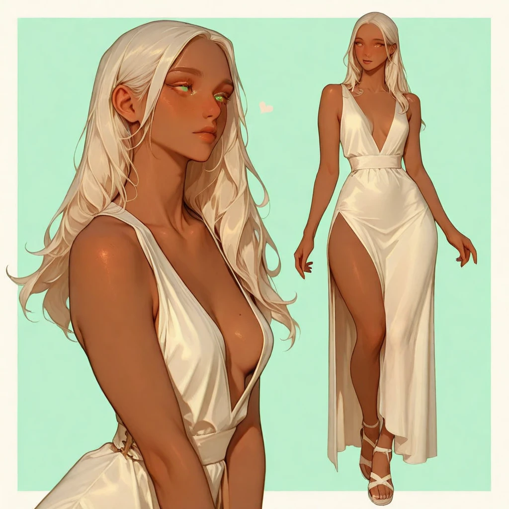 ((masterpiece)),(((best quality))),((Emilia Clarke as Daenerys Targaryen)), ((character design sheet)), oc render, Multiple poses and expressions, same person, ((full body view)) illustration,1girl, thick thighs, ((sundress:1.2)), modern style, silver blonde hair, ((detailed face:1.4)) beautiful woman, rough sketches, clean backdrop,