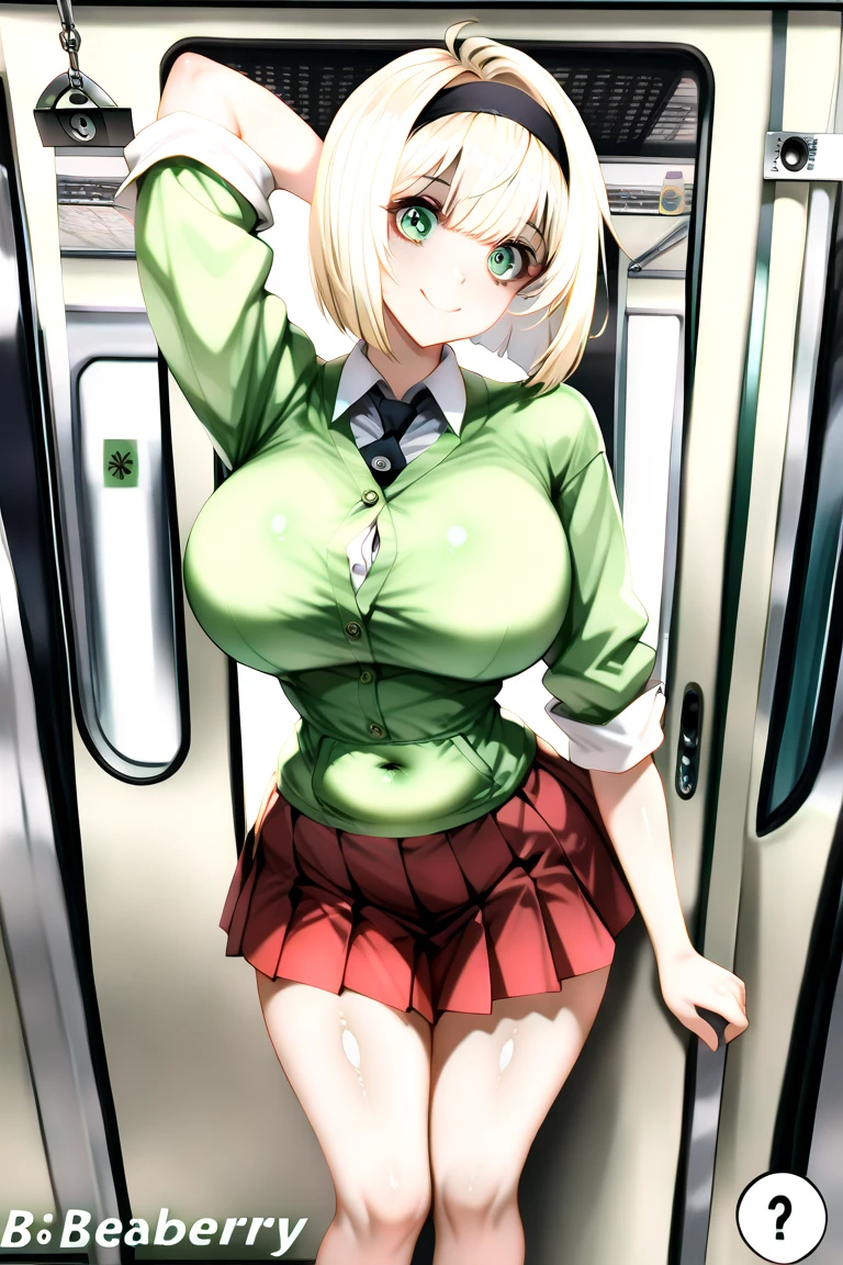 Masterpiece, Top quality, high resolution,
1womanl, a matural female:1.5, (Medium hair, blond hairbl), pony tails, Beautiful face, beautiful detailed brown eyes,
Beautiful body, Large breasts:0.7, beautiful , beautiful thigh,
pleatedskirt, miniskirt
Nice half-breed girl,Crowded carriages,People crowd people,People huddled together,The person behind him grabbed the hem of the skirt with one hand,The train is crowded,The man behind him grabbed the hem of the skirt,Bandeau,Reveal a little,Wearing glasses