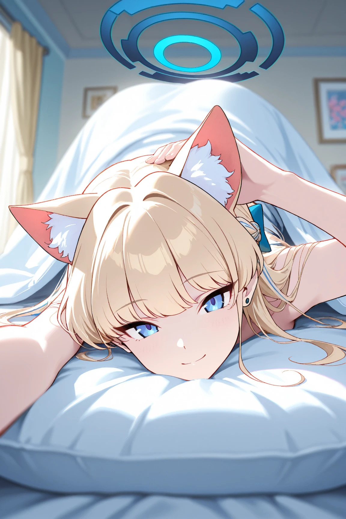 whole body、Bedroom、blonde、Shortcuts、blue eyes、Lie down and seduce me、Uma Musume、Venues Park