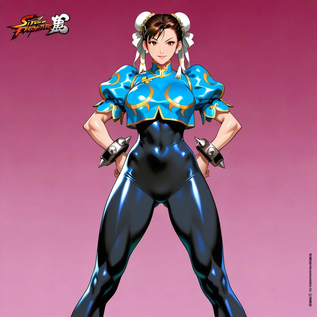 ultra-detailed, Explicit, Beautiful body, Beautiful Nose, Beautiful character design, perfect eyes, perfect face, ultra highres, 4K, beautiful legs, perfect legs, Nice hands, Perfect hand, Masterpiece, Best Quality, Highly detailed, illustration, absurdres, street fighter, doll suit, shadaloo doll, dollsuit, girls, multiple girls, expressionless, blank eyes, looking at viewer, red gloves, emotionless, black latex, corrution, mind control, female combatant, full body, hypnotized, unhappy trance, full body suit, ribbed bodysuit, both arms at side, obey, perfect female body, extremely glossy latex, hypnosis, hypnoLora, empty eyes, Mind control device, poses, submissive_pose, Slave, hat, necktie, stand up straight, standing, standing at attention, hat, necktie, belt, latex, ribbed bodysuit, thighhighs, garter belt, Fighting Stance, extending the right arm from the shoulder into the air with a straightened hand, nazi saluting, military, military saluting, salute, thigh boots, Devil Hunter Yohko, brown hair, ring hair, long hair, twin tails, green eyes