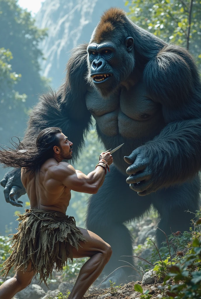 barbarian warrior man, super muscular body on steroids, with batman mask, long black hair, (riding a large prehistoric lion, saber tooth), mountains and waterfalls in the background, blue sky, beautiful clouds, ethereal atmosphere, cinematic lighting, photorealistic, (best quality, 8k, high resolution, masterpiece: 1.2), ultra detailed, realistic, photorealistic: 1.37, spectacular lighting, moody, fantasy, concept art, (dark fantasy)