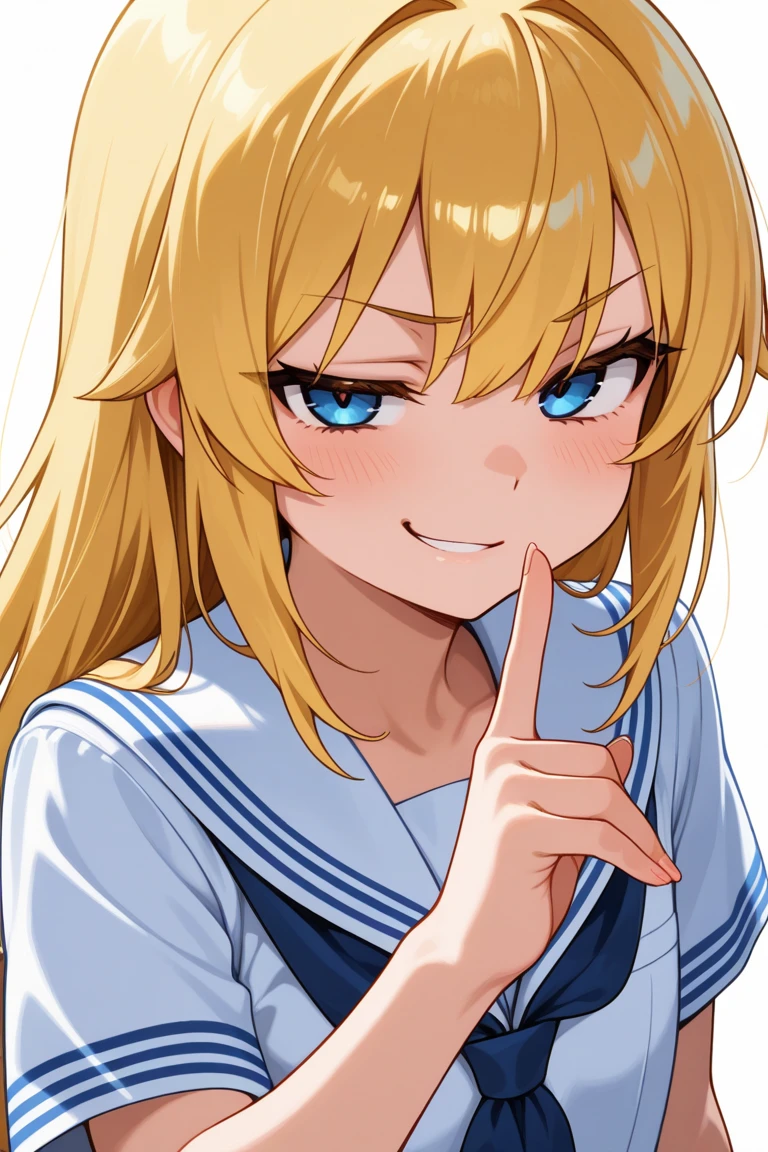 masterpiece, best quality, detailed, sidelighting,Beautiful white skin ,blond hair,blue eyes,disheveled hair,slim,adult, ,1woman,Violet Evergarden,
,Upper body close-up,portrait photography,Various poses,
get angry,keep an eye on,raise one's middle finger,Beautiful fingers,Beautiful nails,
Various expressions,high nose,nostrils,half-opened mouth,
sleeveless shirt,
outdoors,starry sky,