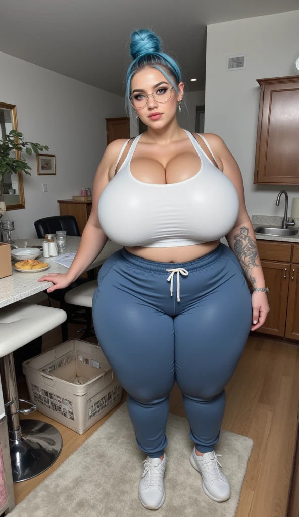 woman in cow print pants taking a selfie in a mirror, campy. cow costume with udders, 2 female model, coirl, 2 , 2 , wearing two - piece swimsuit, 2, she has a jiggly fat round belly, 3 0 years old woman, 30 years old woman, mirror selfie, beautiful girl, big ass, bbw, thick, thick thighs, wide hips, bbw, big , falling out the side, thick nipples, large areola, filipina, cute, chubby stomach, nipples poking out naked