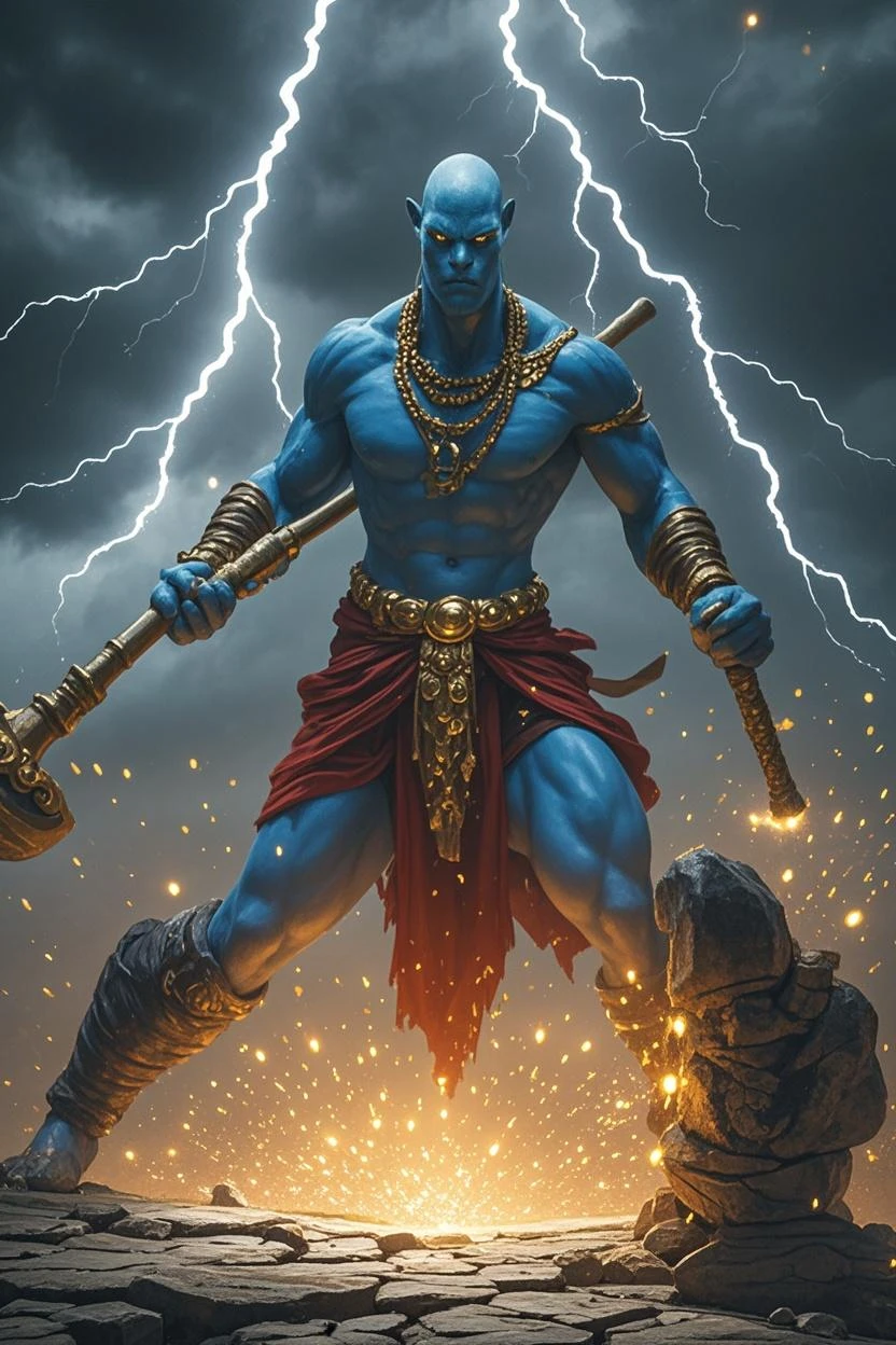 Photo of a magical genie., A large semi-ephemeral genie bursts out of an open bottle, the genie has no legs, Genie&#39;s bottom is dark purple smoke, coming out of an open bottle., The genie spreads his arms and emits a magical purple light, around the Genie is the chaos of their darkness and purple dust with sparks and lightning, texture of the Genie&#39;s dark skin and well-developed muscles, notice the eyes of the Genie with the dark fire inside, great depth of field, a high resolution, clear focus on the genie, a high resolution, Extremely realistic, extremely detailed, cinematic treatment, HDR, photorealistic, masterpiece