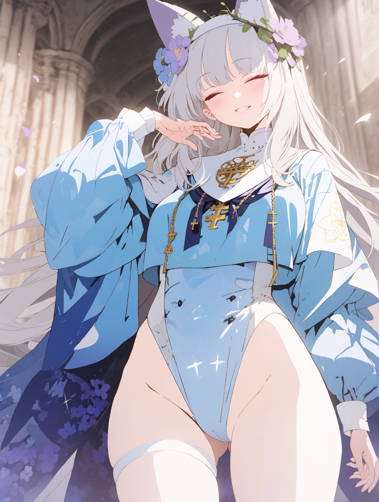(((1girl))), ((best quality)), ((masterpiece)), ((ultra-detailed)), (illustration), (detailed light), (an extremely delicate and beautiful), (beautiful detailed eyes), (sunlight), ((extremely light)),  ((extremely clothes)), (((hyper detail))),(((((front lighting))))),(((((front light))))),

((((quite adorable and more erotic Sorcerer's robe with a brief skirt)))), (((Highest Class Sorcerer))),
, 

((high twin pig tails)), ((((platinum white hair)))), 
(((yellow gold eyes))), 

(((whole body))), aged 8 to 12, ((((())))),
((condescending expression)), ((mischievous smile with sexual satisfaction)),  (((extra adorable))), (((((extra slender shape))))), 
(((extremely beautiful detailed face))), (((surrounded by dense cold mist and fog))), (((many particles of ice)))

(((attacking enemies by a spell of absolute zero))), 

(((((Dutch angle))))), (((white gloves))), a little bit exposed pale yellow panties