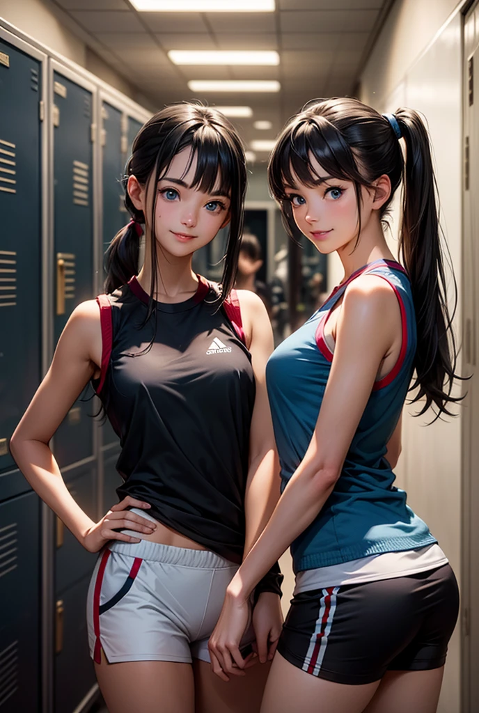 best quality, ultra high resolution, Ultra-detailed face and eyes, (lifelike:1.4), original photo, 8k, 1 girl, 18 years old, ((gym background)), (Practice yoga:1.4), sportswear,from the front,(Black:white:green yoga pants as lululemon:1.2), (light gray:Black hair:1.4), looking at the audience, smiling, Lovely, little ass,(long legs),small breasts, Willow Yao,