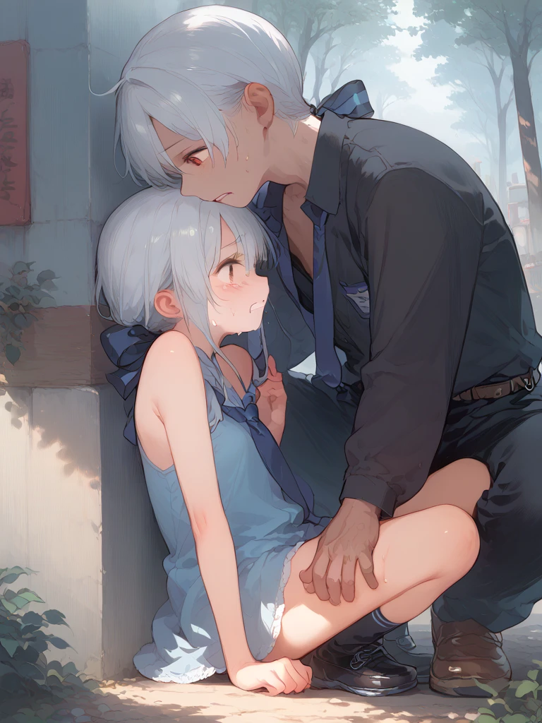 NSFW,Hololive,Shirakami Fubuki,Gray Hair,Fox ears,White blouse、(abdomen:1.2)、Removable sleeves、Black shorts、Blue neckerchief、Thigh straps、Single Thigh High、Gray Hair、One side braid,Open clothes,(Perfect hands),(Perfect ???????),(masterpiece),(highest quality),Embarrassed,blush,(??????:1.5),(??????? face:1.8),(Sweat:1.5),Open your mouth、Sticking out tongue,Lying down,Lying on your back,Leg spread,Lift your butt,(Feeling exhausted:1.5),Trembling,(Delighted:1.5),(One man:1.5),(Deep Kiss:1.5)