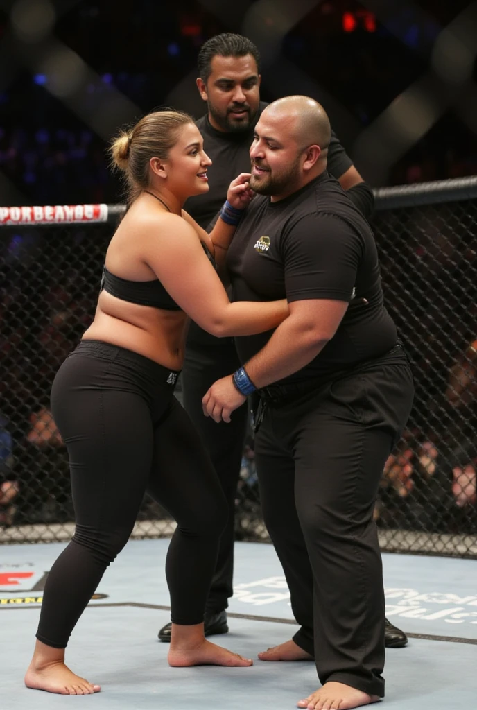 lambada,Sexy 50 years old fat busty fishnet tights body builder biggest woman wrestling man ,full body