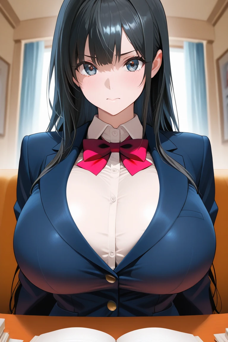 masterpiece, best quality, Super detailed, illustrexistion, warm Lighting, Vibrant colors, 1 Girl,Solitary, long hair, very long hair, pet, Cross your arms,(((Cleavage)))8k interesting, sitting, office, office work,
action, Ahog, Bangs, Black_jacket, blue_Eye, breast, Brown_hair, Brown_Vest, Buttons, closure_Mouth, collaRed_shirt, Double-breasted, skirt_shirt, flower, Gloves, hair_between_Eye, hair_flower, hair_Decorations, hair_Exceed_Eye, jacket, Light_particle, long_sleeve, Watching_exist_Viewer, tie, lattice, lattice_skirt, pleexisted_skirt, Ponytail, Red_flower, Red_tie, Red_Rose, Red_skirt, Rose, shirt, skirt, High Leg Raise, Vest, arms, White_shirt, absolute_Liang Kee,pregnant, 懷pregnant, bloexistedbelly