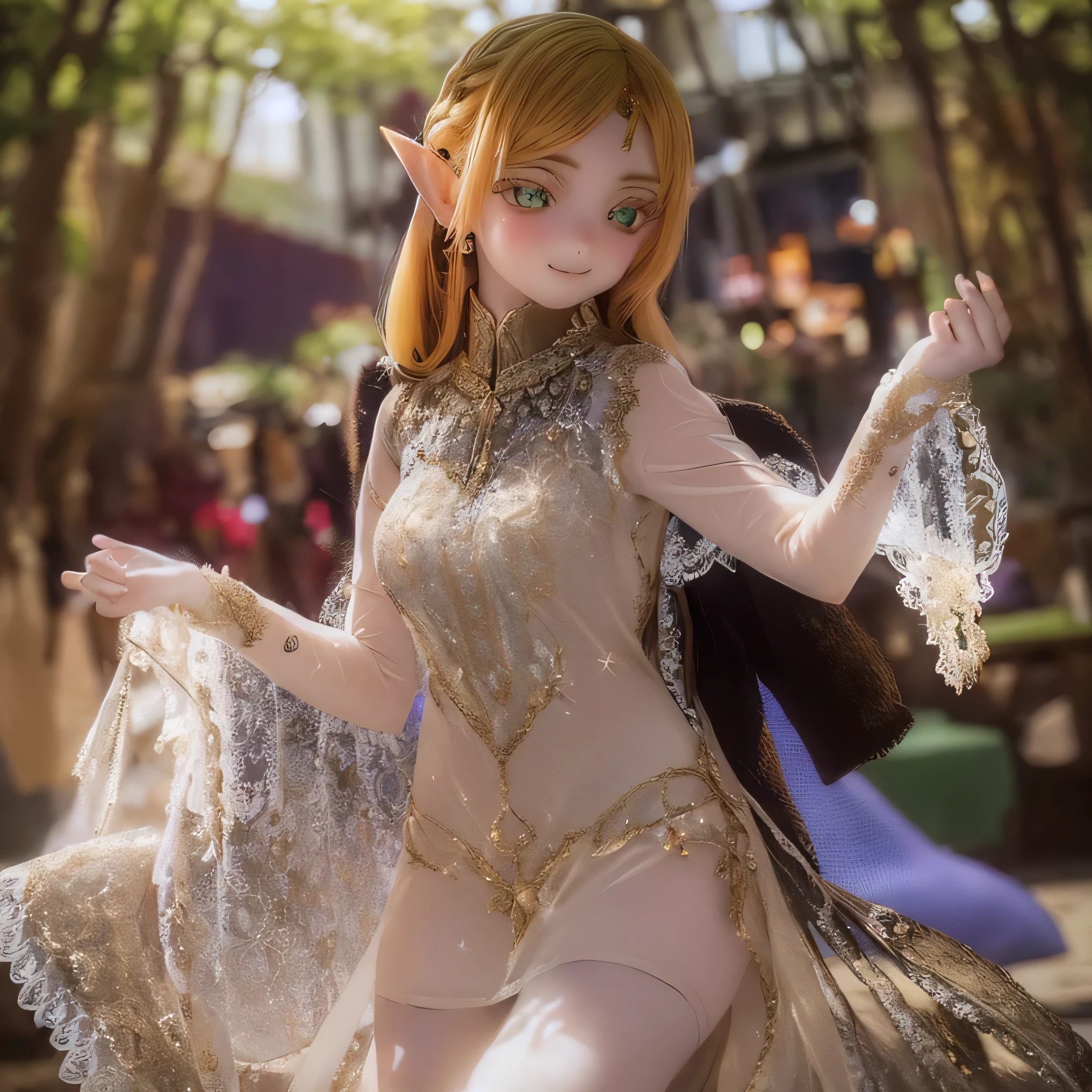 (Realistic:1.2),Beautifully detailed elves,long flowing hair,Uncle Sui from another world,At the bar,Very beautiful eyes,Pointy Ears,Flowing Cape,Dreamy Background,Ethereal atmosphere,Soft lighting,Subtle reflection,Expressive Face,Elven Jewelry,Enchanting forest scenery,Captivating color palette,Vibrant atmosphere,Mysterious Aura,Magical Essence,Elven inscriptions,Hidden Symbols,Whimsical elements,Sparkling particles,Fiery sparks,Dancing Shadows,Graceful posture,Attractive gaze,Captivating smile,Sublime Beauty,Extraordinary charisma,Otherworldly Beings(((((((Gorgeous see-through dresses)))))))Only Blonde