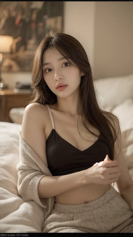 In the girl&#39;s room，Simple long body，Loose deep v-shaped short sleeves，Only one piece for the whole body，Transparent in perspective，No underwear，empty crotch，Larger buttocks，Wider，((huge breast)) Big breasts，Hold your chest out，Slightly chubby figure，Tulle material，She raised her butt while lying on the bed，You can clearly see the detailed shape of the vulva，Wider，sexy pose，Best resultasterpiece，Ray tracing，More intricate details
