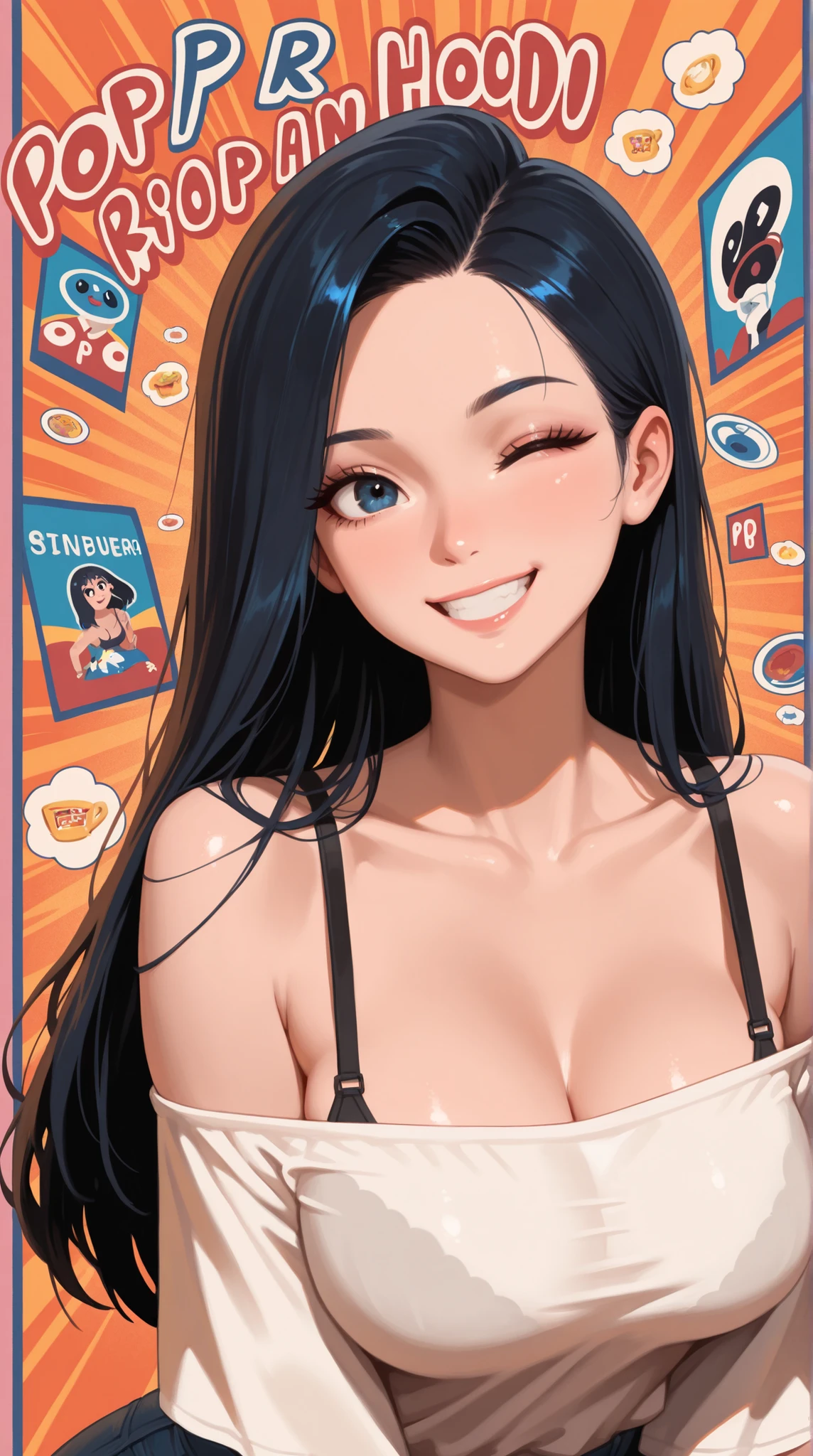 penetration gesture,upper body, masterpiece,1girl,blush,naughty face,evil smile,side-tie bikini bottom, shiny skin <lora:penetration gesture 64 locon:1.0>