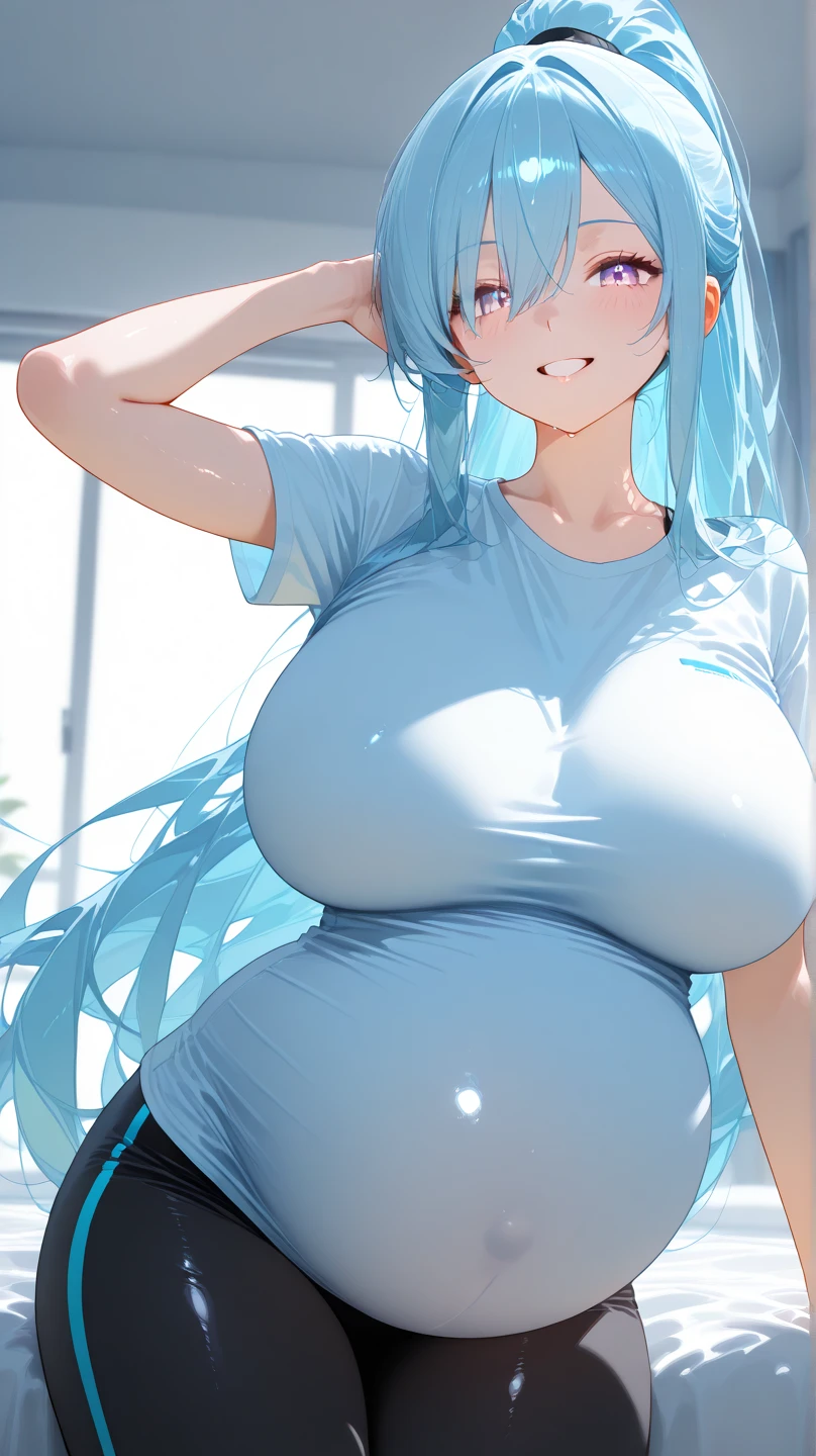 A cute white dress shirt and a skin-tight light blue bra.、Cute light blue bra、Cross your arms and push your breasts up、She lifted her miniskirt with her hands、She revealed her light blue and white striped underwear.。.、Light blue underwear、Girl trying to take off her underwear、Sandy Beach, Sea and Blue、Big Breasts、barefoot、Standing posture、hug、