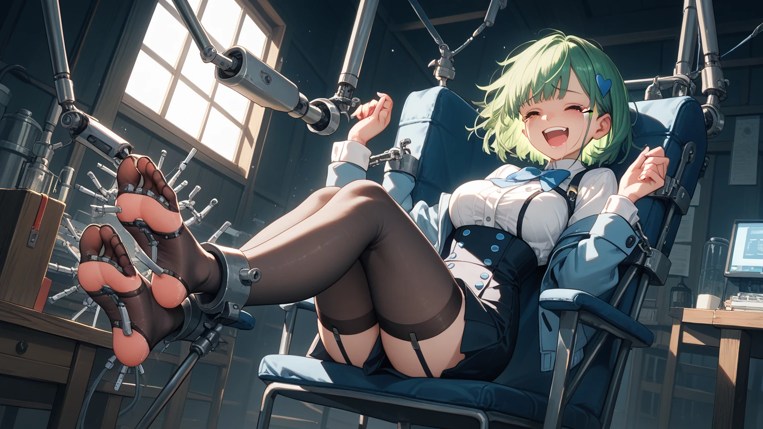 (masterpiece, best quality:1.2), solo, 1girl, green eyes, official, two tails, paw,
shaded face, expressionless, sweat, looking at viewer, sweat, sitting, (box), storehouse,
:3, (foot focus), paw shoes, from below,
panties,
<lora:Genshin_Kirara_AP_v3_Pumpkinhn:0.75>