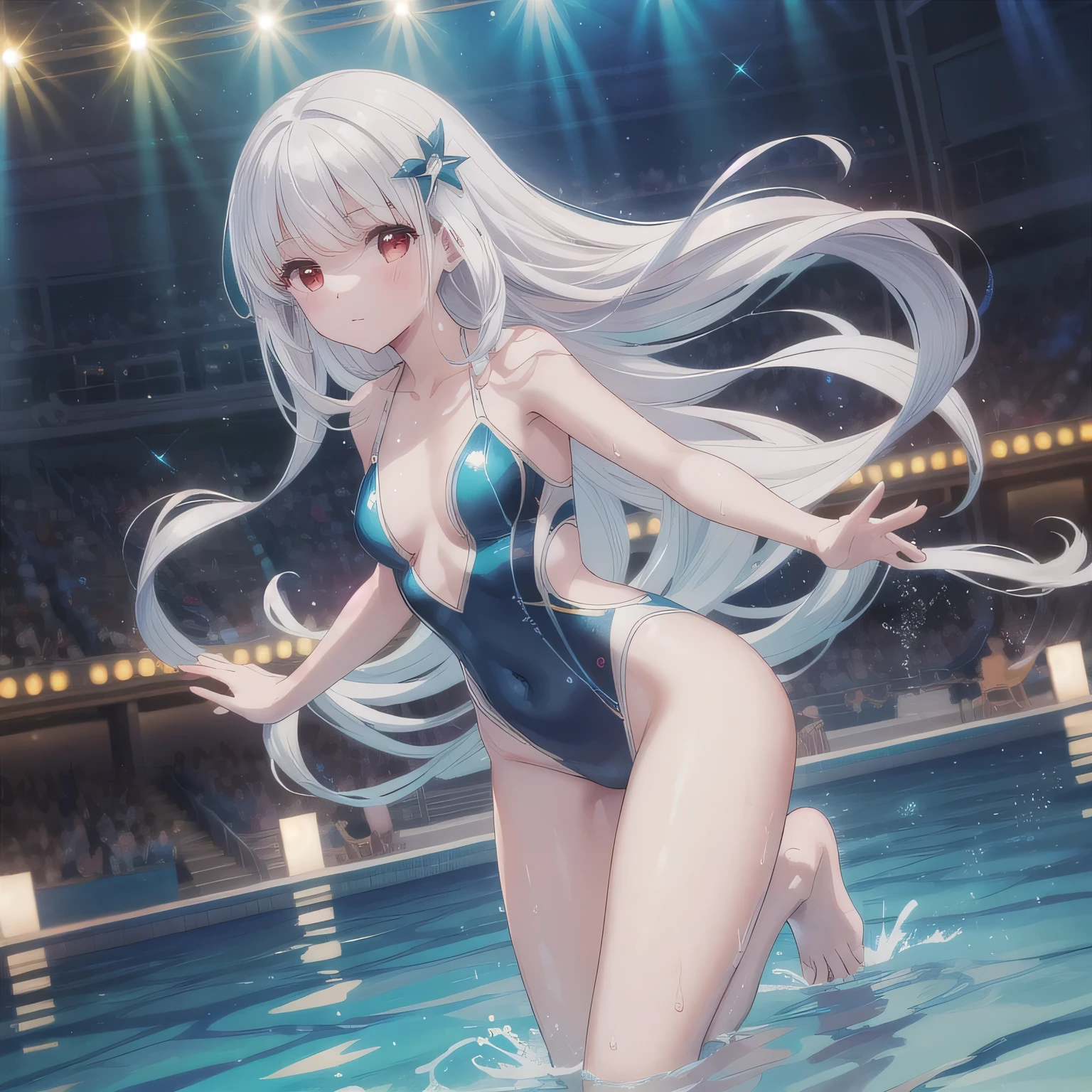 Gradient eyes, anime big breast, god light, hyper HD, Super detail, High details, High quality,swim wears,Ark of tomorrow,evening