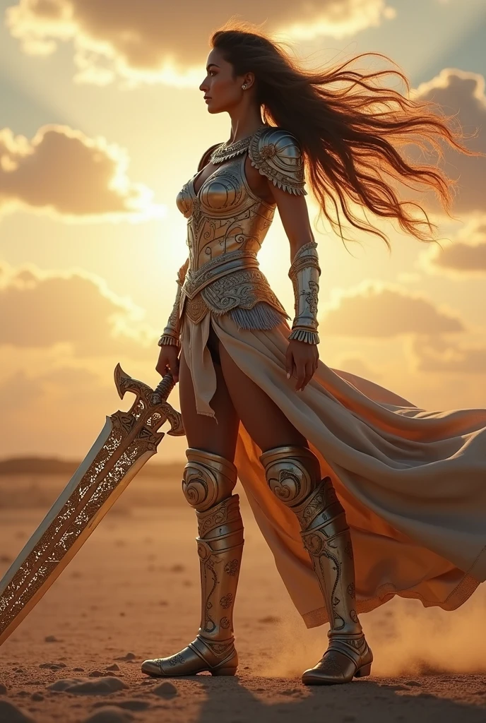 Arafed woman in a white dress stands on a pile of armor, of a beautiful female knight, based on Luis Royo, In the style of Luis Royo, seductive cyberpunk dark fantasy, Warrior Woman, pinup. The Lord of Daggers, Beautiful warrior woman, Beautiful warrior woman, Goddess of War, Warrior princess, beautiful female knight, warrior girl, fantasy woman, female warrior