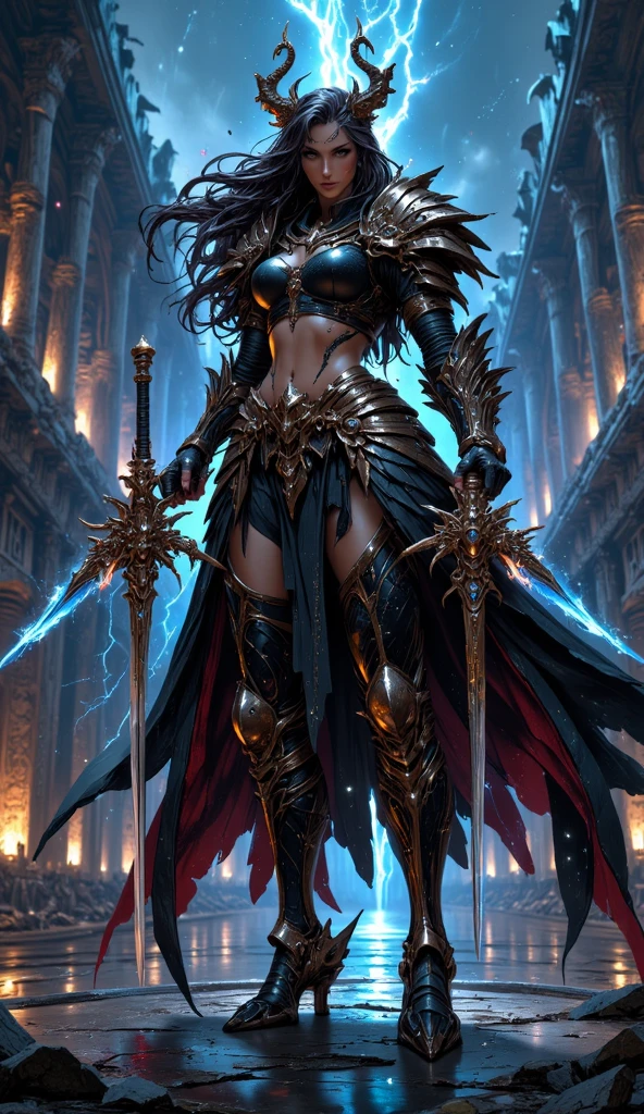 (1 girl), (megan fox:1.25), Beautiful vampire girl dressed in ornate medieval vampiric full body armor, (pure white skin:1.25), (perfect fingers:1.24), (extreme muscular definition:1.5), (vampiric body armor:1.25), (huge muscular arms:1.5,) (10-pack abs:1.4), (lots of veins:1.25), Ultra Realistic, Very detailed face and eyes, a true masterpiece, with an atmosphere of horror, gothica, blood, haunted cathedrals