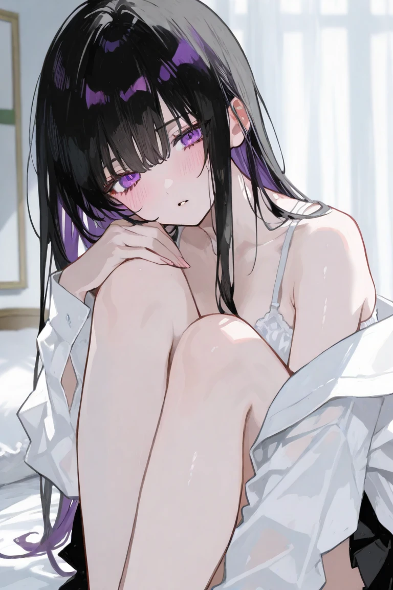 1 girl,Solo,black hair,long hair,purple eyes,masterpiece, best quality,very aesthetic,absurdres 