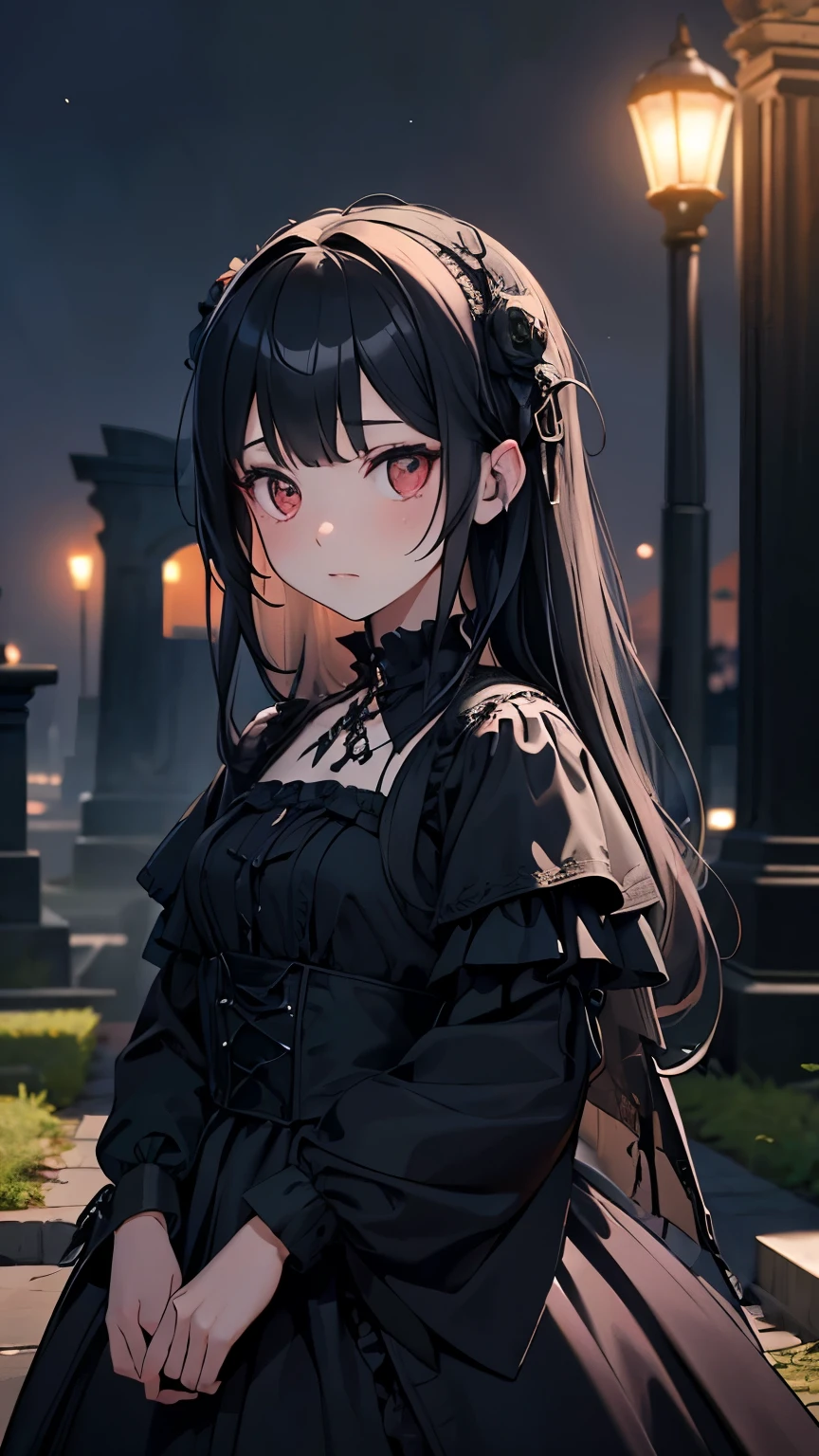 Masterpiece, best quality, 1girl, solo, mature female, black hair, long hair, messy hair, hair between eyes, <lora:bags under eyes-000009:0.6>, Bags under eyes, <lora:GothGal:0.3>, wearing a gothgal outfit, black eyeliner, looking at viewer, neutral expression, night sky