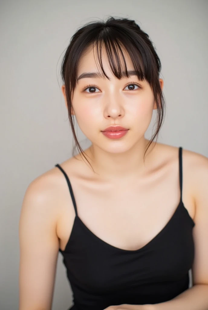 (1 person,  , Full body portrait, Short Hair, Very large breasts), Fair-skinned, shiny thin lips, skinny, Body Type, Delicate and sexy collarbone, Highest quality, RAW Photos, Realistic, face, Incredibly beautiful, cute, Depth of the written border, High resolution, 超detailed, detailed, Very detailed, extremely detailed eye and face, Sharp pupils, Sharp focus, Cinema Lighting