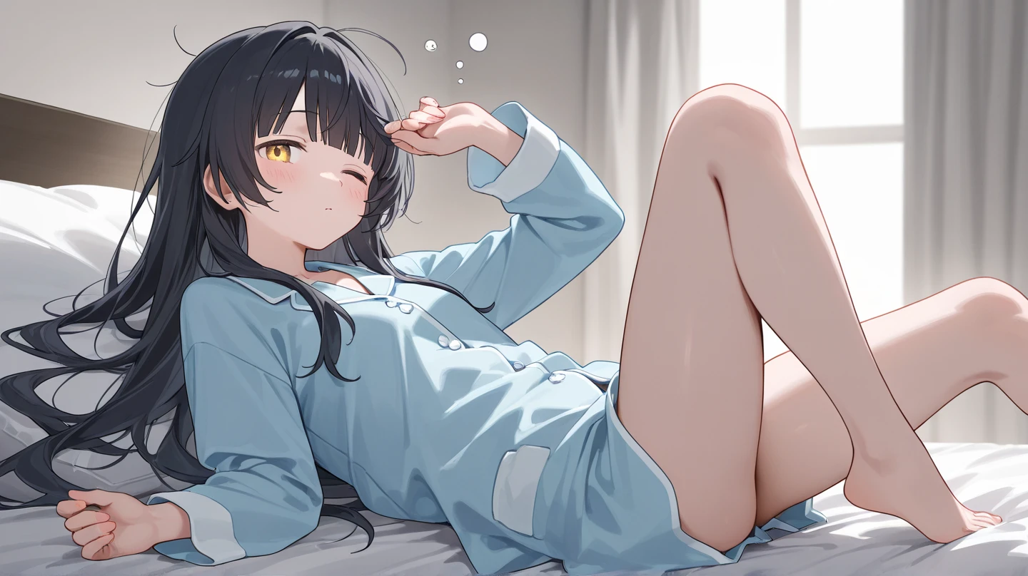 1girl,8k, sitting on a bed,no pant 