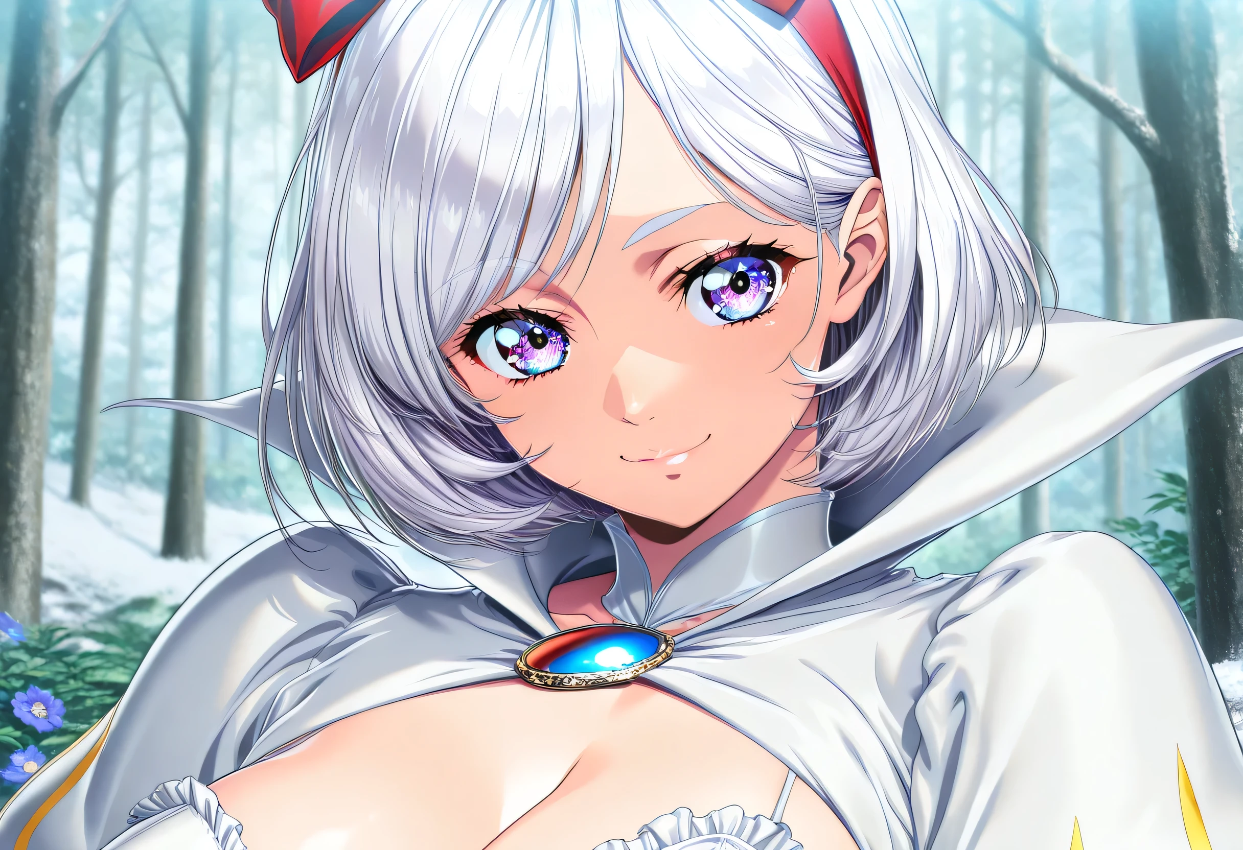 (Highres), (Detailed Illustration), Ultra-Detailed, Ambient Light, Backlighting, Realistic Shadows, Glowing Particles, Light Particles, Digital Art, Soft Light, Soft Lighting, Reflections, Detailed Face, (Detailed Hair:1.2), Dim Lighting, Indirect Lighting, Reflections, Detailed Face, (Detailed Hair:1.2), (masterpiece:1.4), (best quality:1.4), (Beautiful Breasts:1.4), (beautiful face:1.4),
(1girls:1.4),
belt, black hair, blue eyes, blush, feather boa, fur, fur-trimmed cape, fur-trimmed capelet, fur-trimmed cloak, fur-trimmed coat, fur-trimmed dress, fur-trimmed gloves, fur-trimmed headwear, fur-trimmed hood, fur-trimmed jacket, fur-trimmed skirt, fur-trimmed sleeves, fur cape, fur coat, fur collar, fur trim, glasses, hair ornament, hood, hood up, looking at viewer, multicolored hair, outside border, red cloak, round eyewear, santa costume, solo, streaked hair, two-tone hair, white hair,
(simply background:1.4),
<lora:more_details:0.5>,
<lora:Eskimo_LoRA:0.6>,