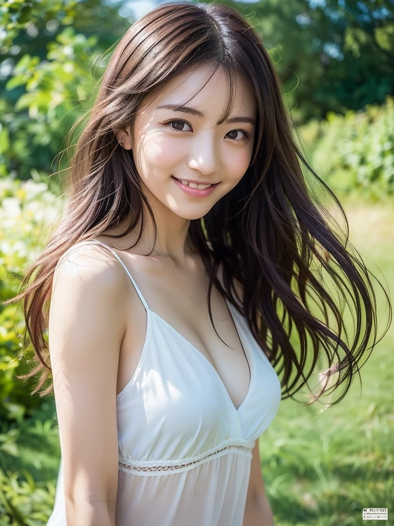 (Best-quality, Masterpiece, Ultra-High-Resolution, (Photorealistic:1.4), Raw Photo, depth of field, professional lighting, perfect anatomy, extremely details), 1girl, 15-years-old, the most famous Japanese idol, In forest, detailed forest, ((wearing gorgeous-lacy underwear)), (extremely cute face like the most popular Japanese idol, (extremely cute and extremely big eyes), extremely beautiful skins), extremely beautiful hair, extremely cute long-eyelashes, extremely cute lips, extremely cute cleavage, extremely beautiful childish-body, looking at viewer, innocent smile